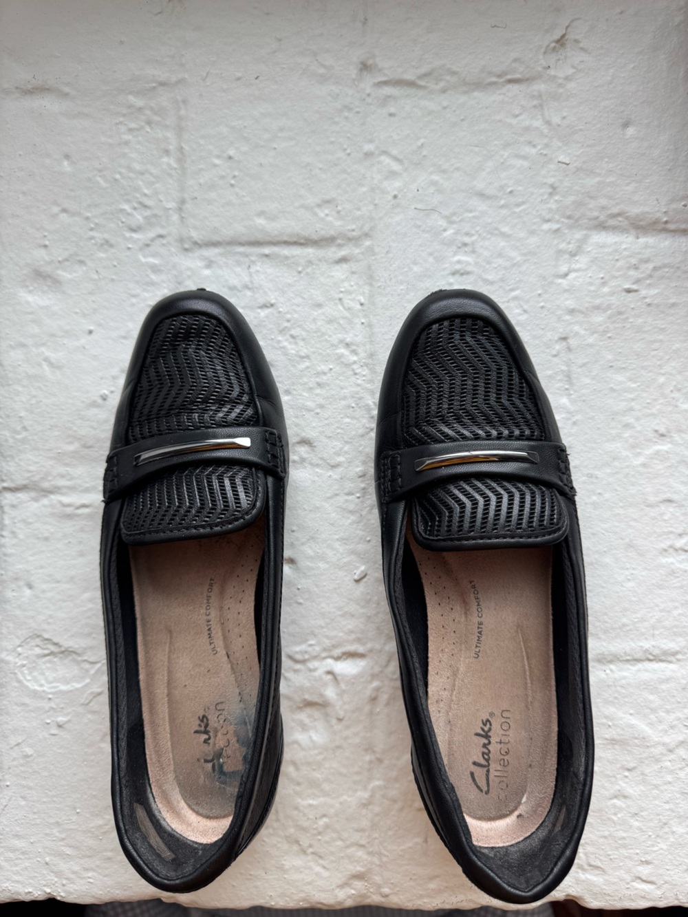 Clarks ‘Juliet Aster’ Black Slip-On Loafers with Metallic Accent